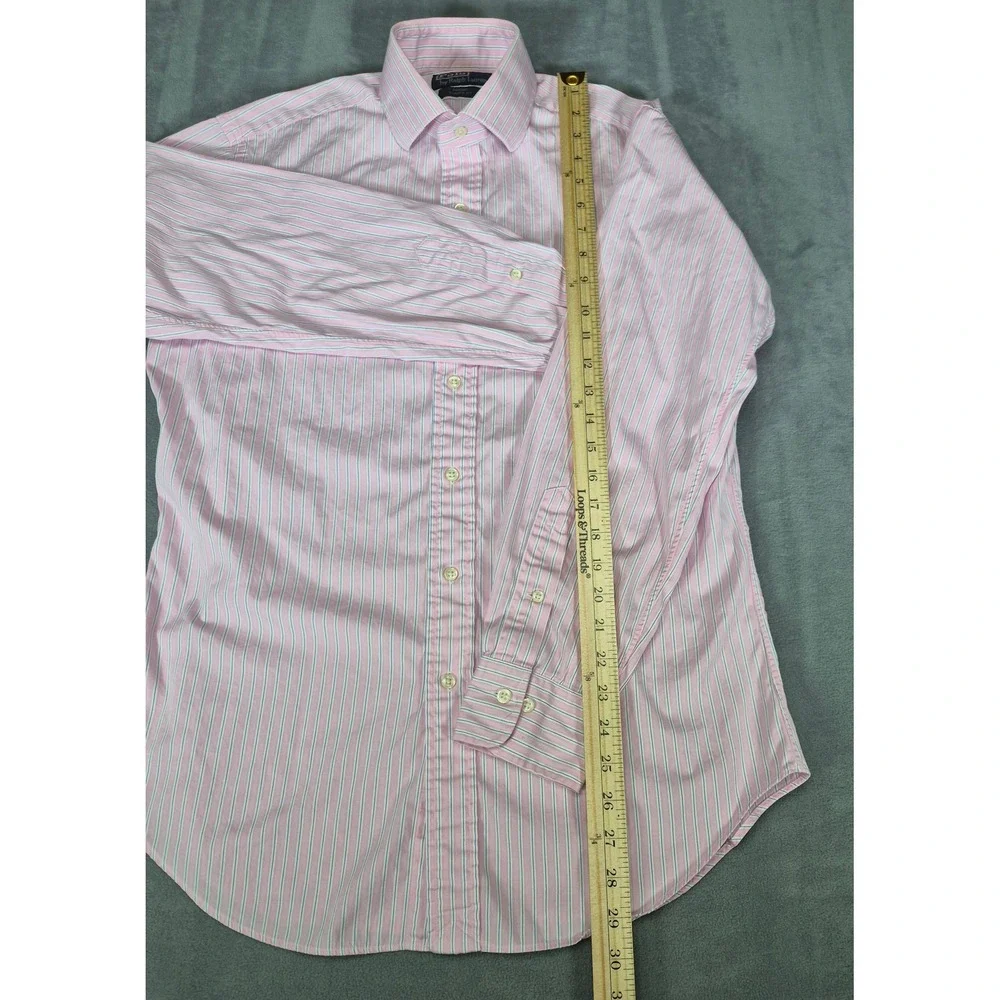 Polo Ralph Lauren Regent Classic Fit Pink Blue Striped Dress Shirt Mens 15 32/33